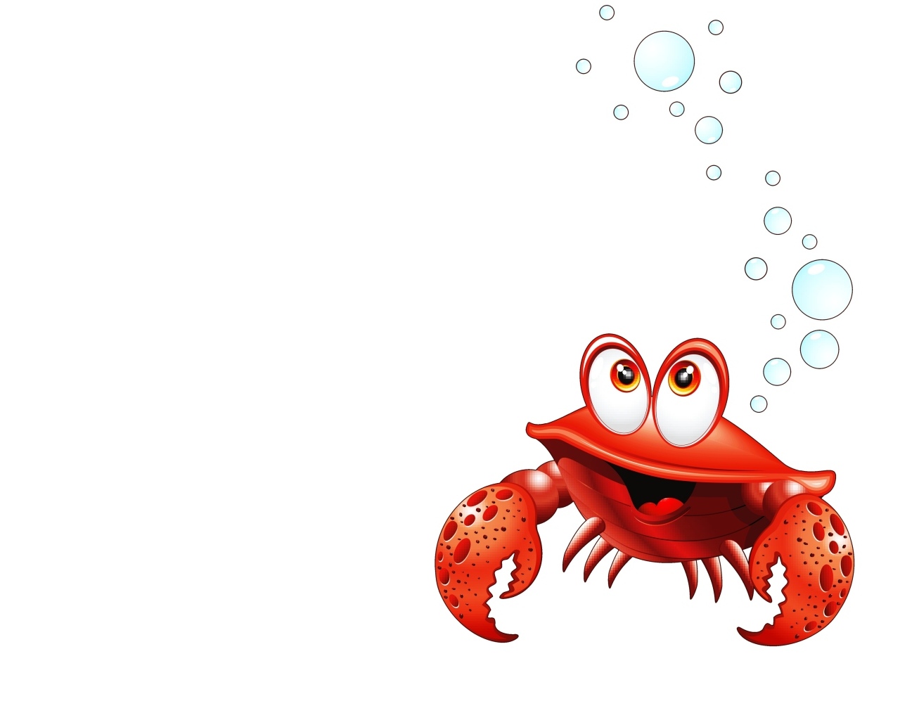 Красный краб с пузырями на белом фоне