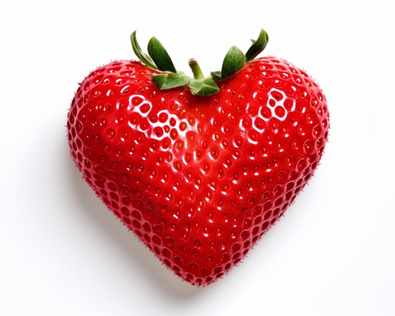 Большая красная клубника в форме сердца на белом фоне