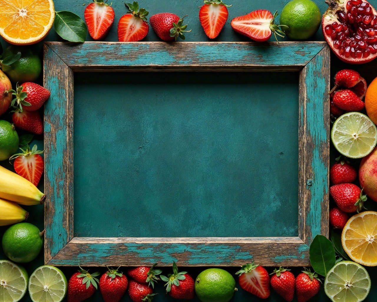 Рамка с фруктами и ягодами фон для открытки