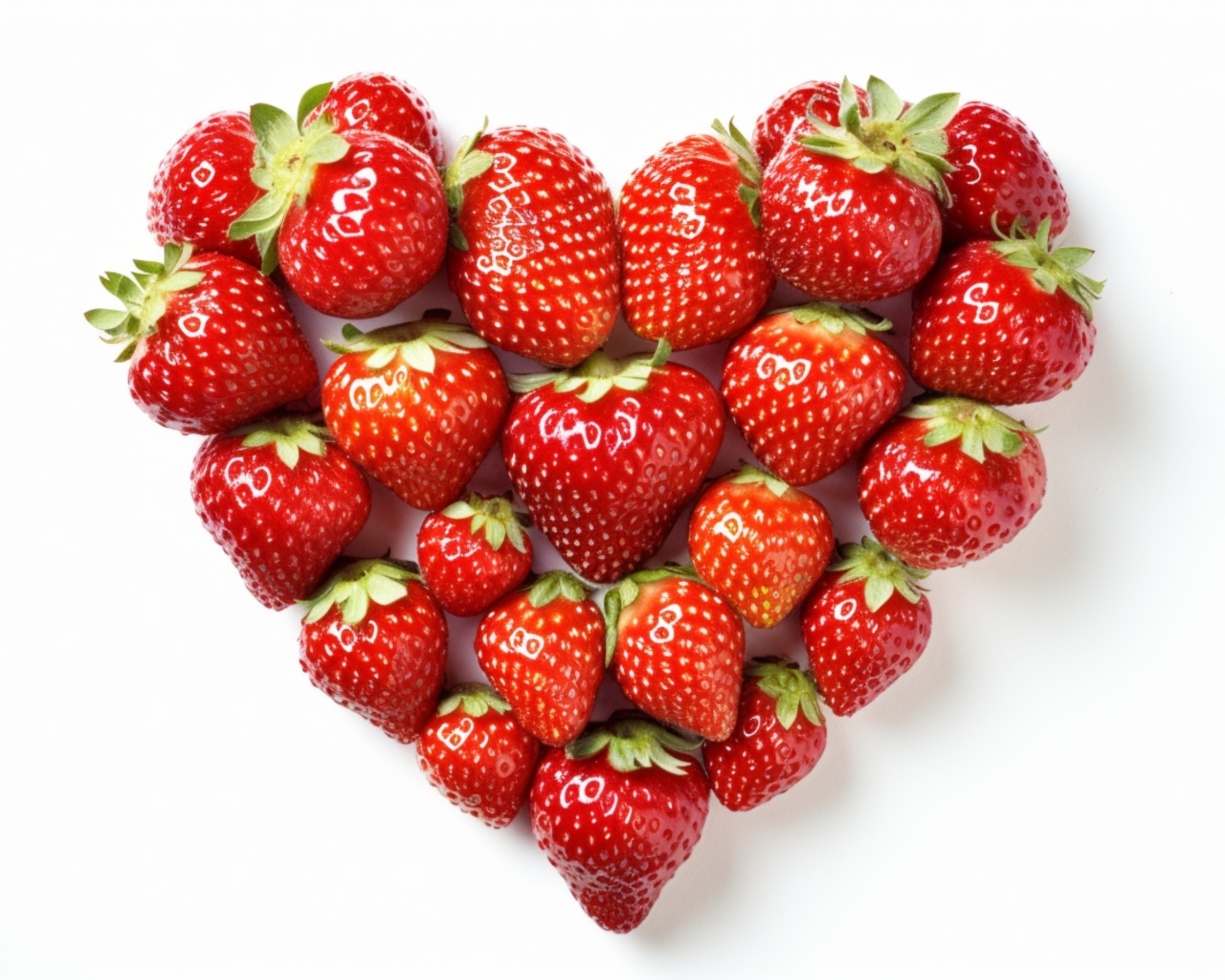 Сердце из вкусной красной клубники на белом фоне