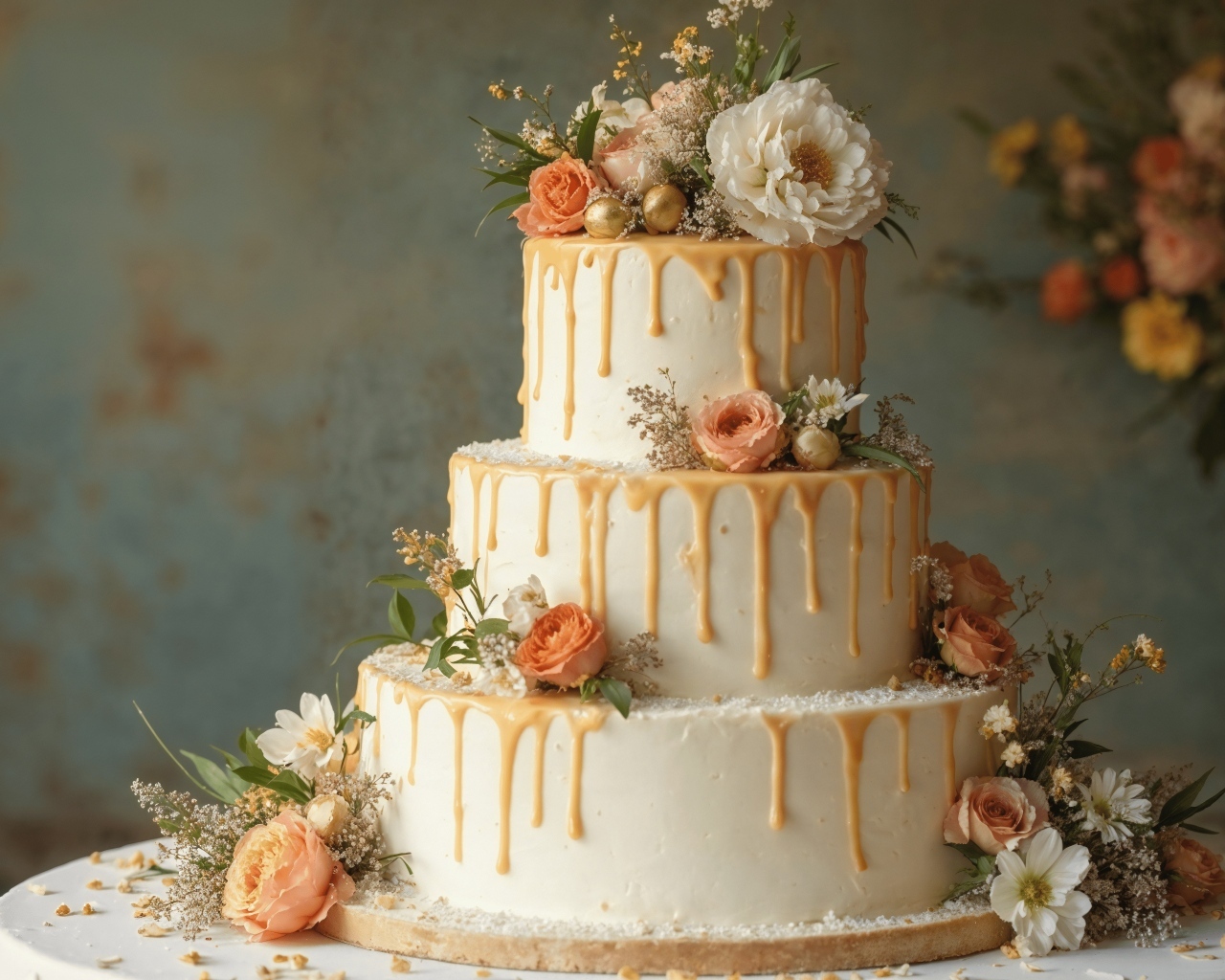 Большой красивый свадебный торт