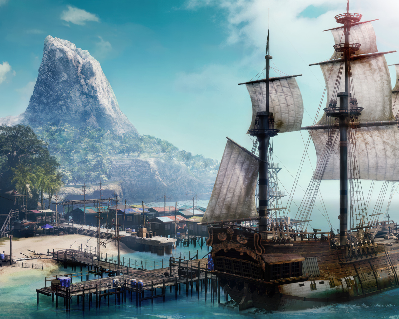 Большой пиратский корабль в компьютерной игре Like a Dragon: Pirate Yakuza in Hawaii