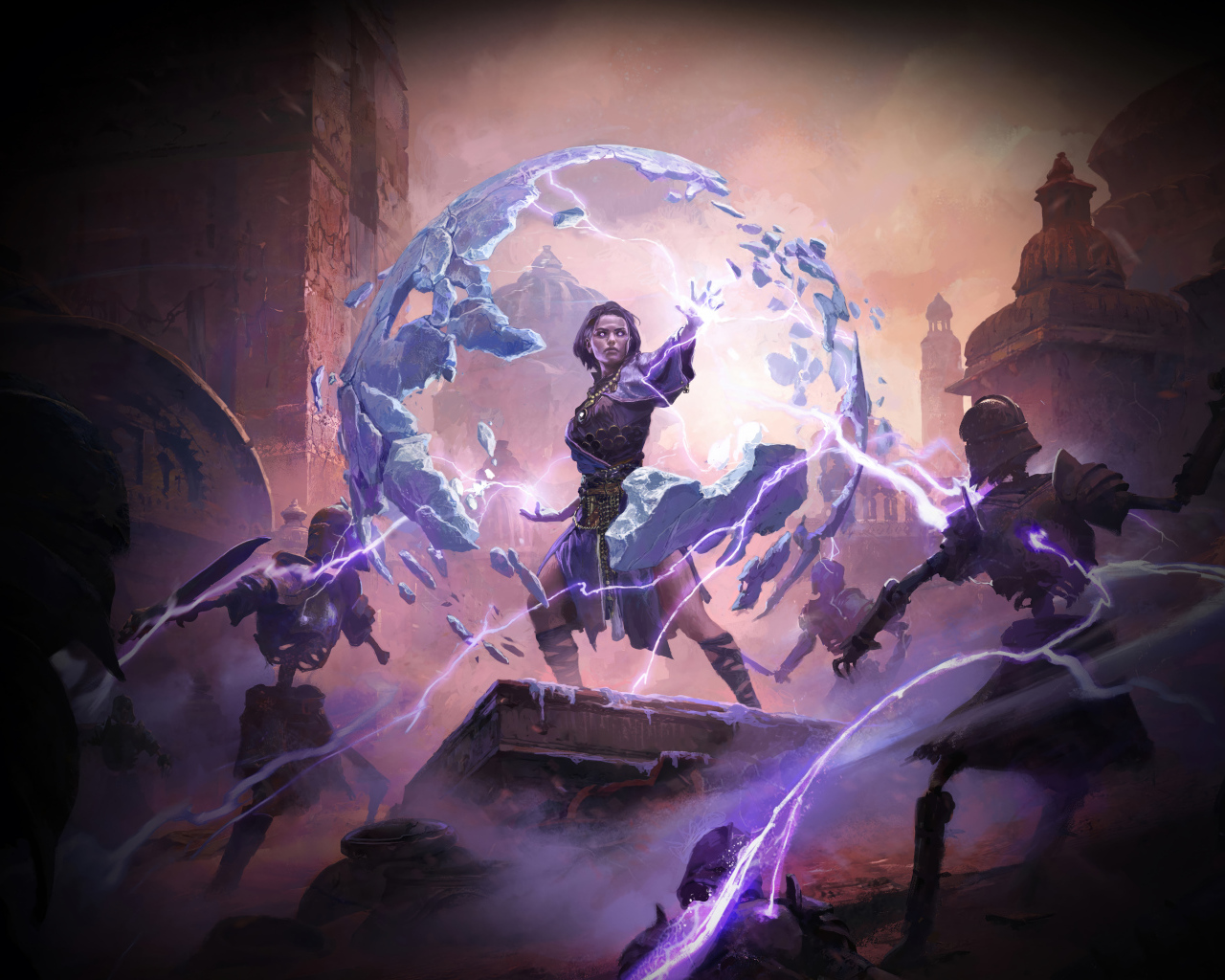 Девушка в сфере, кадр компьютерной игры Path of Exile 2