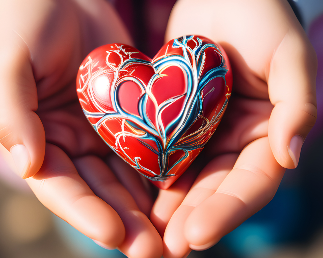 Красивое сердце с узором в руках