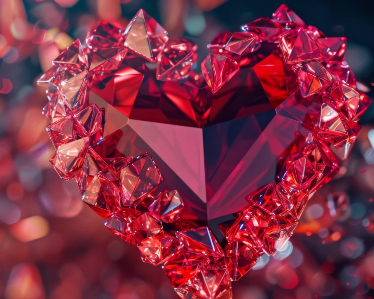 Красивое красное сердце из камня