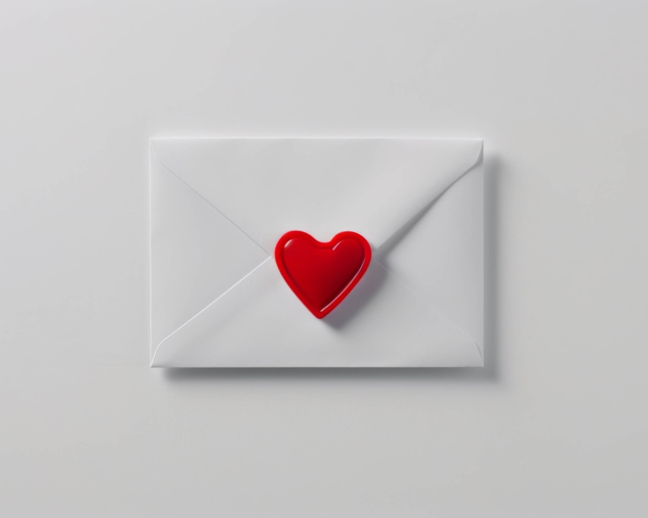 Белый конверт с красным сердечком