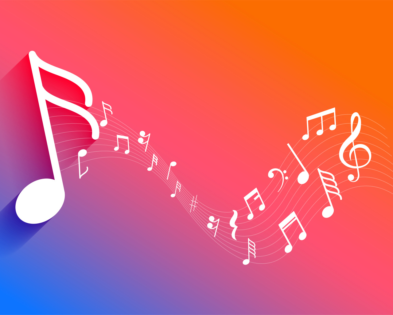 Белые ноты на розовом фоне