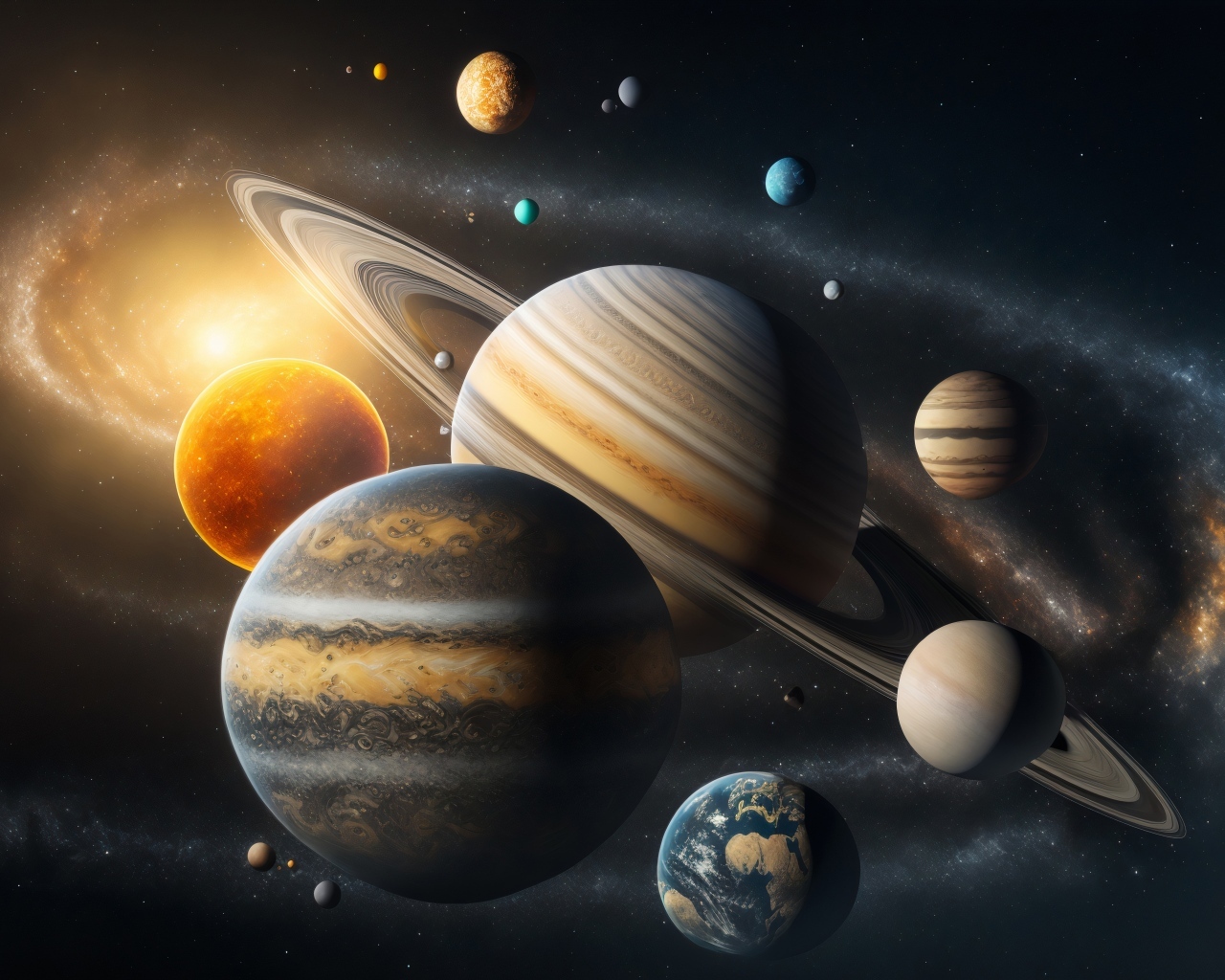 Все планеты солнечной системы в бескрайней вселенной
