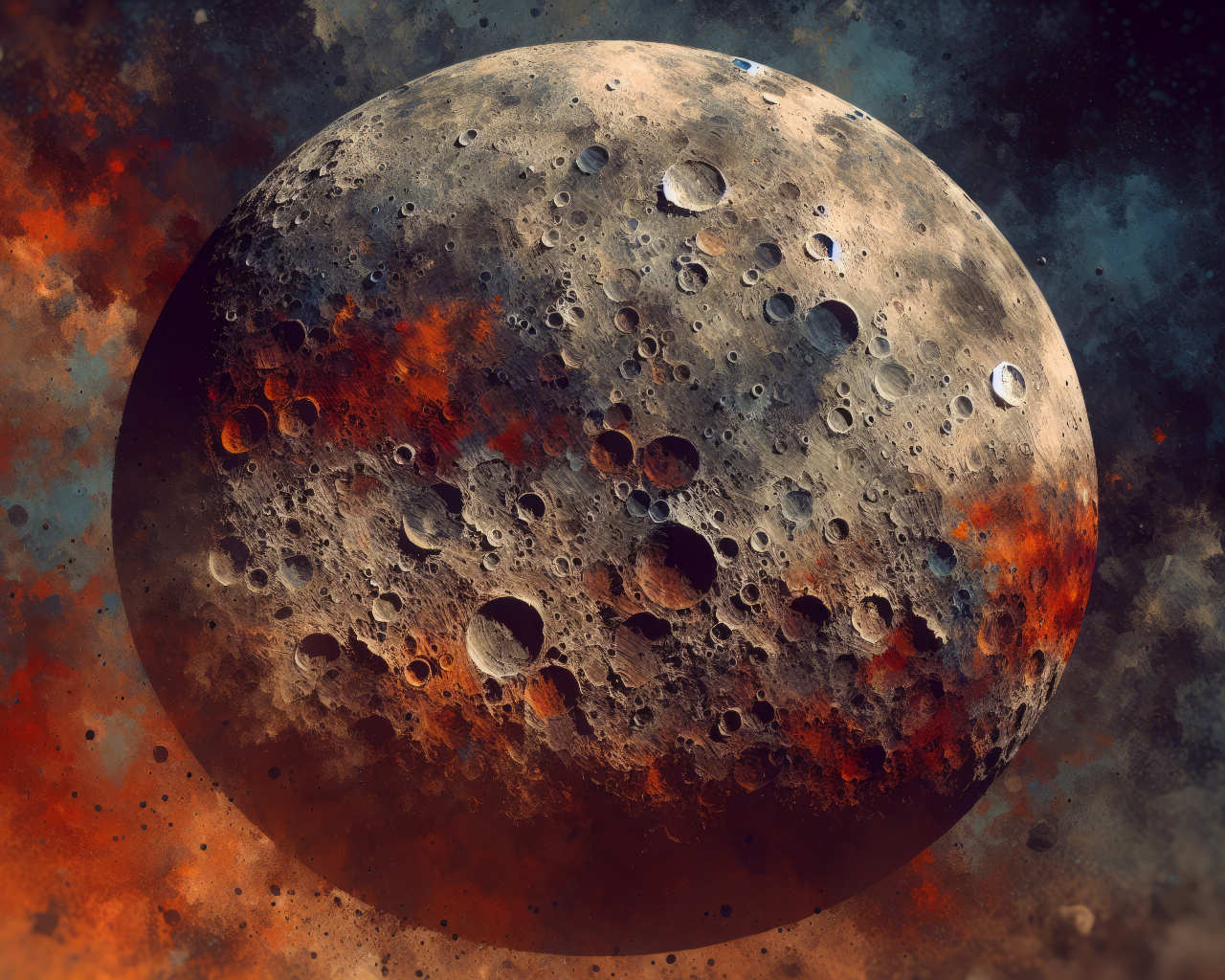 Кратеры на луне в космосе