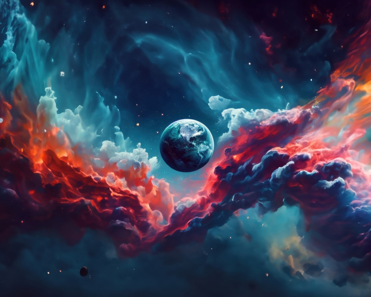Планета земля в космической туманности