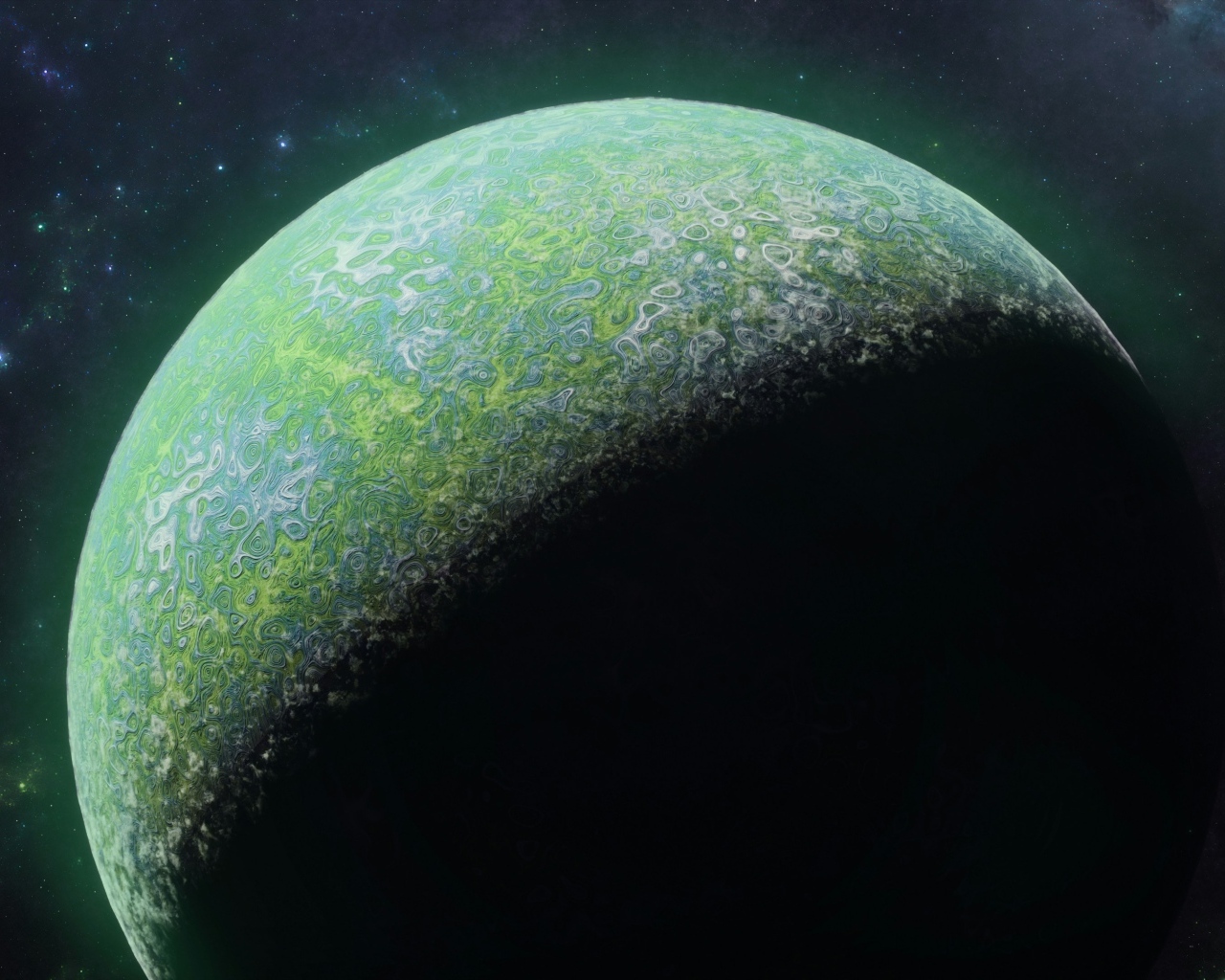 Вид на планету ночью