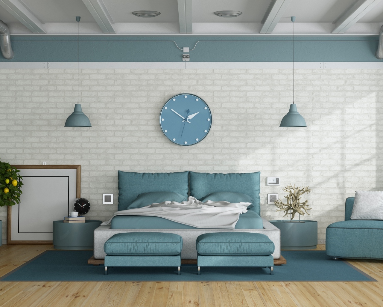 Проектирование спальной комнаты с большой кроватью