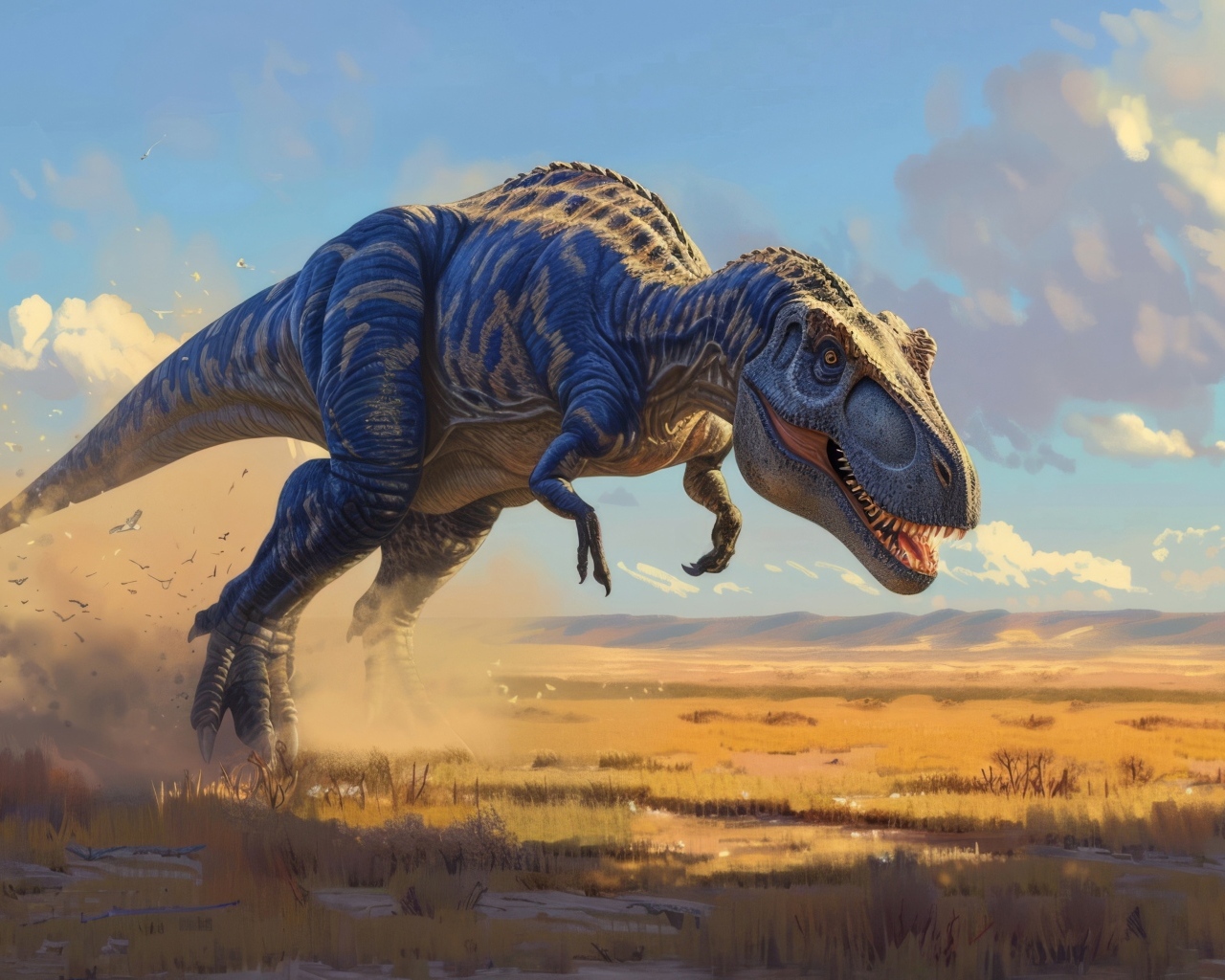 Тираннозавр бежит по пыли