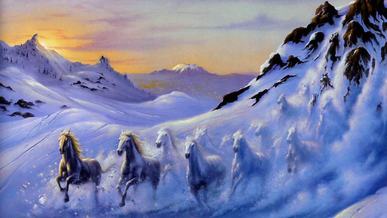 Лошади зимой