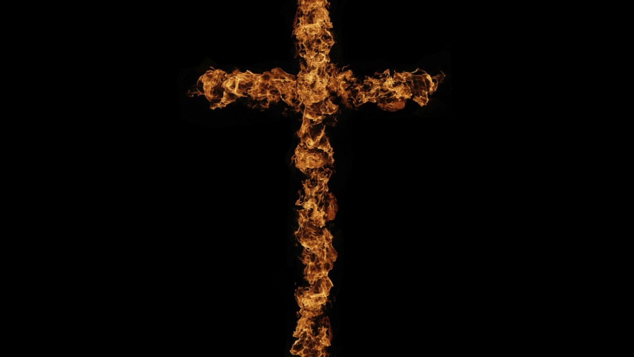 Flaming fiery cross