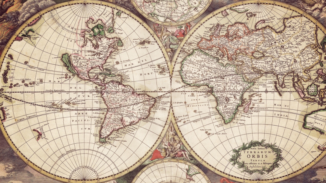 Карта Мира с гравюрами