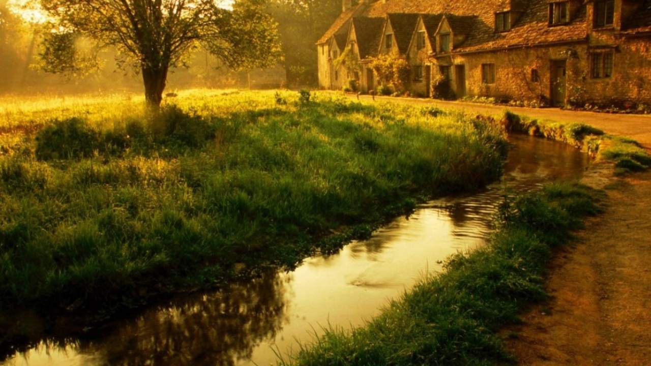 Закат Деревенские дома