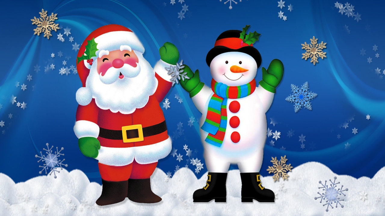 Снеговик и Санта Клаус