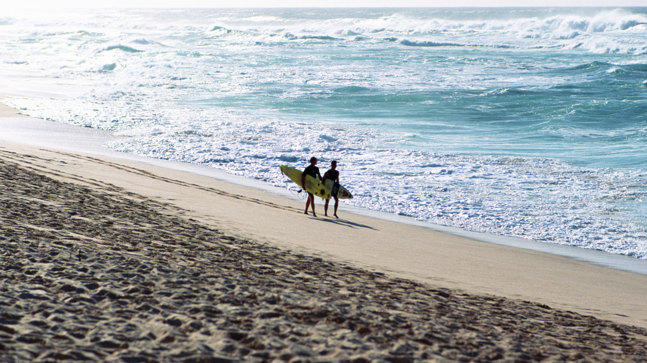 Серферы на пляже
