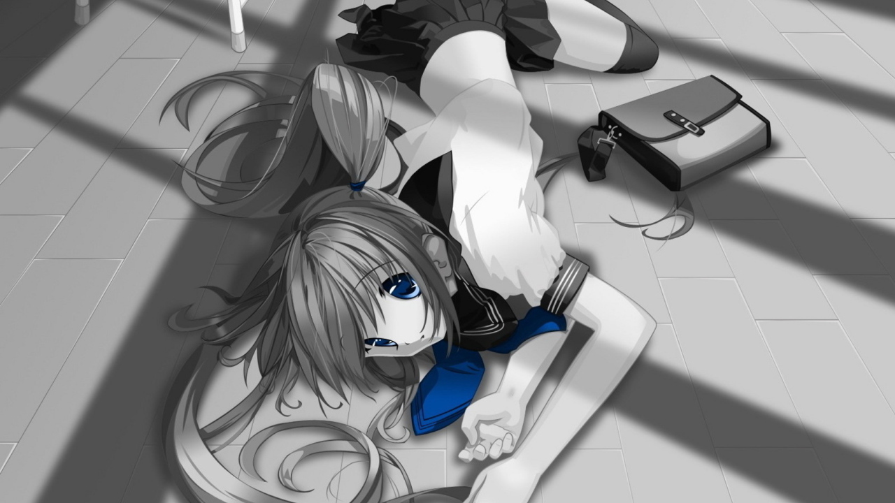 Школьница на полу