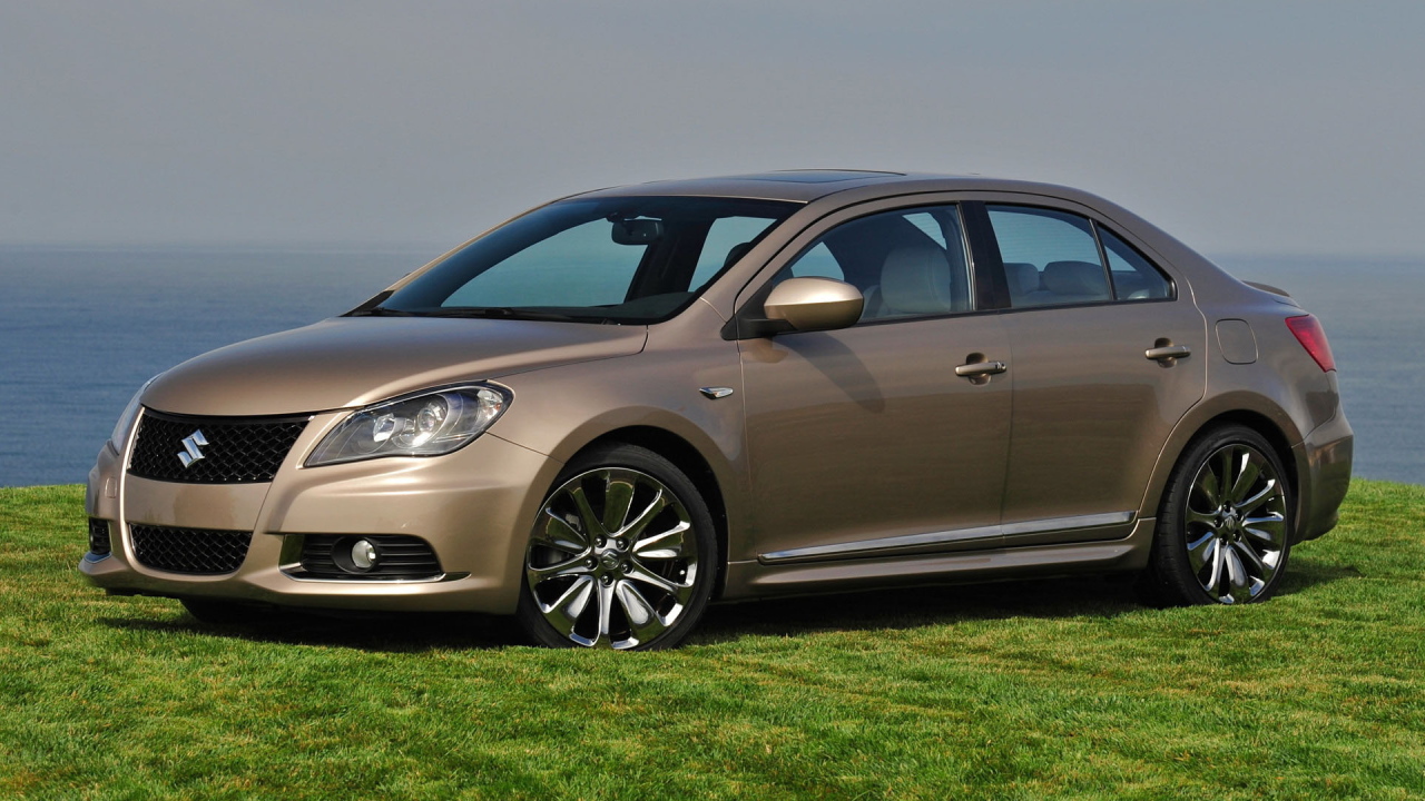 Сузуки Кизаши на газоне среди зелени