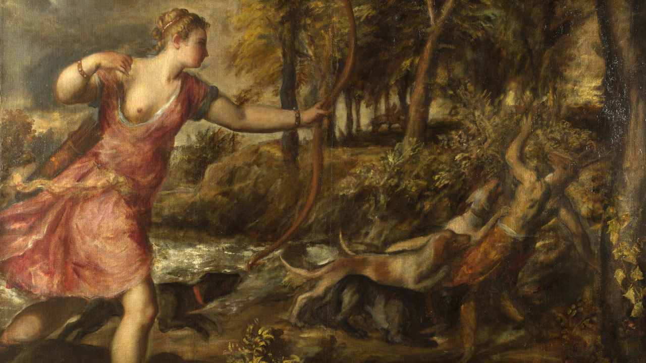 Картина Охотница и сатир