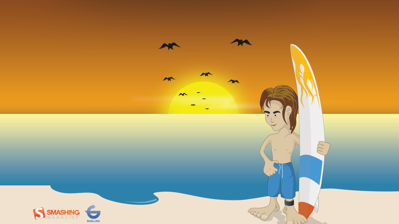 Серфер на пляже