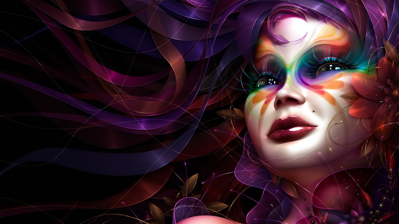 Девушка в разных цветах