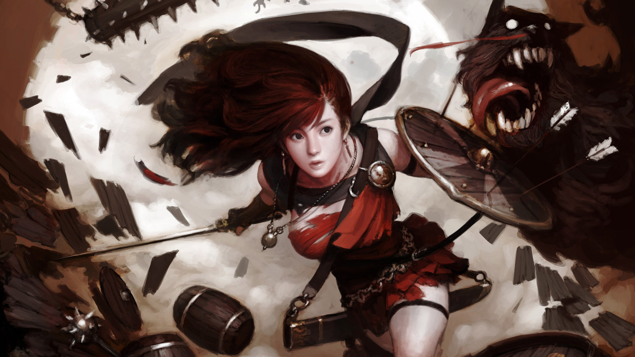 Девушка воин Битва с псами