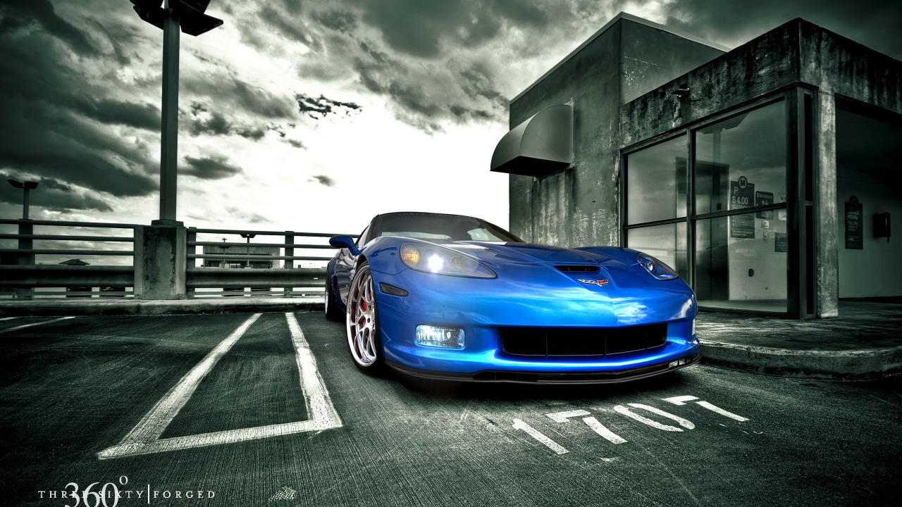 голубой Chevrolet-Corvette-Z06