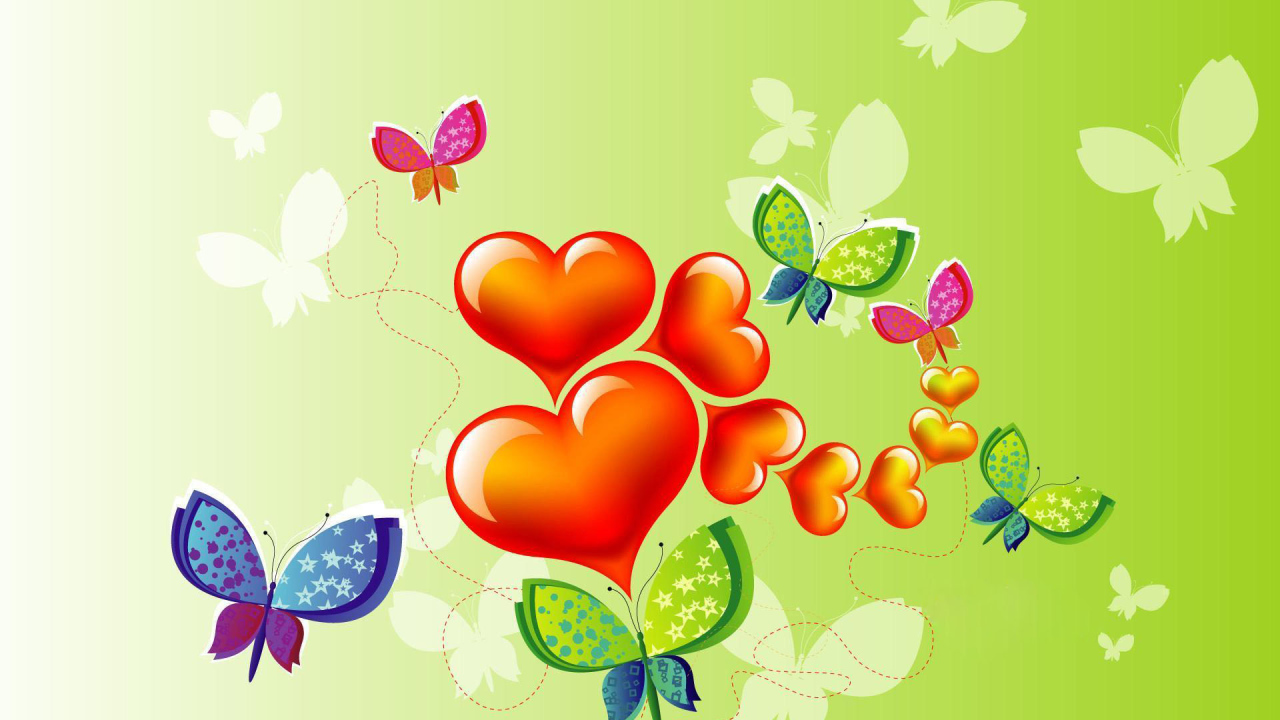 Бабочки и сердечки