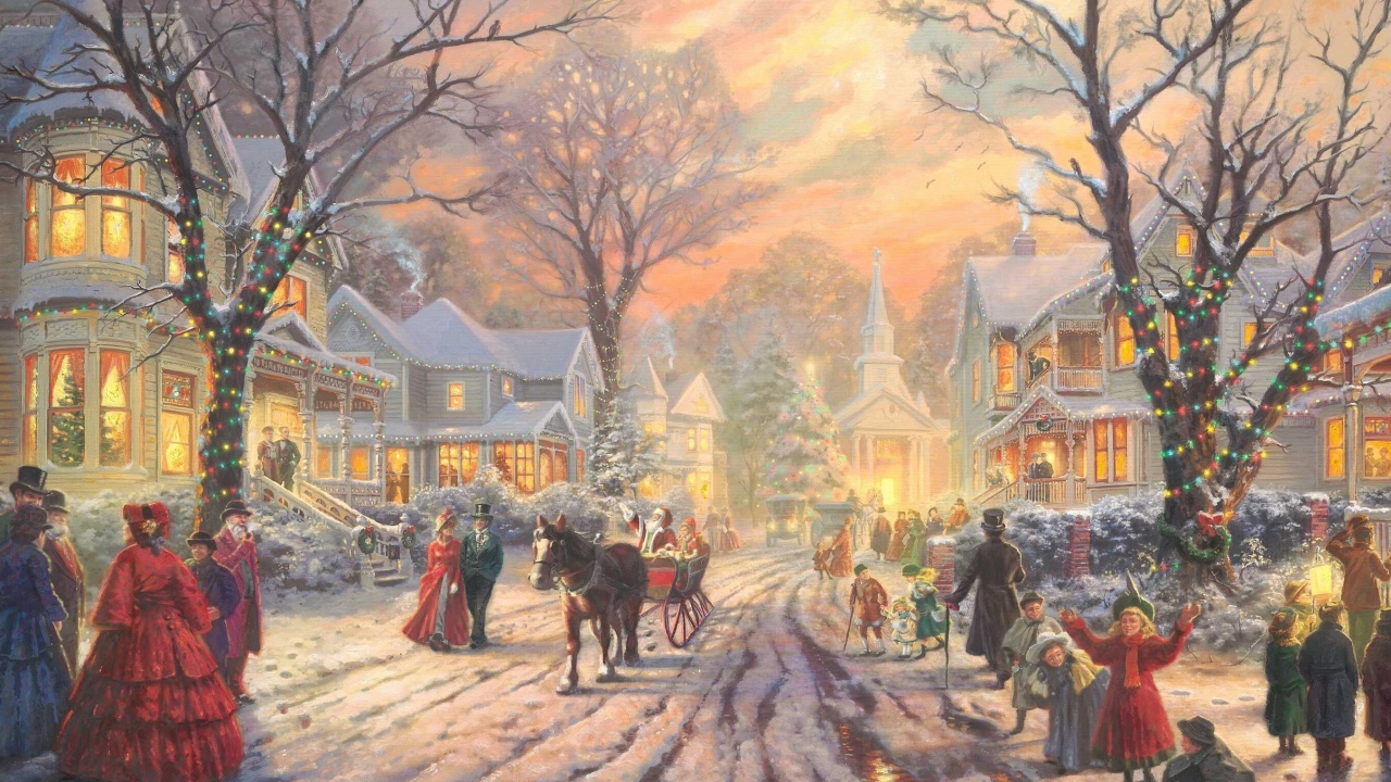 Празднование Рождества в городе