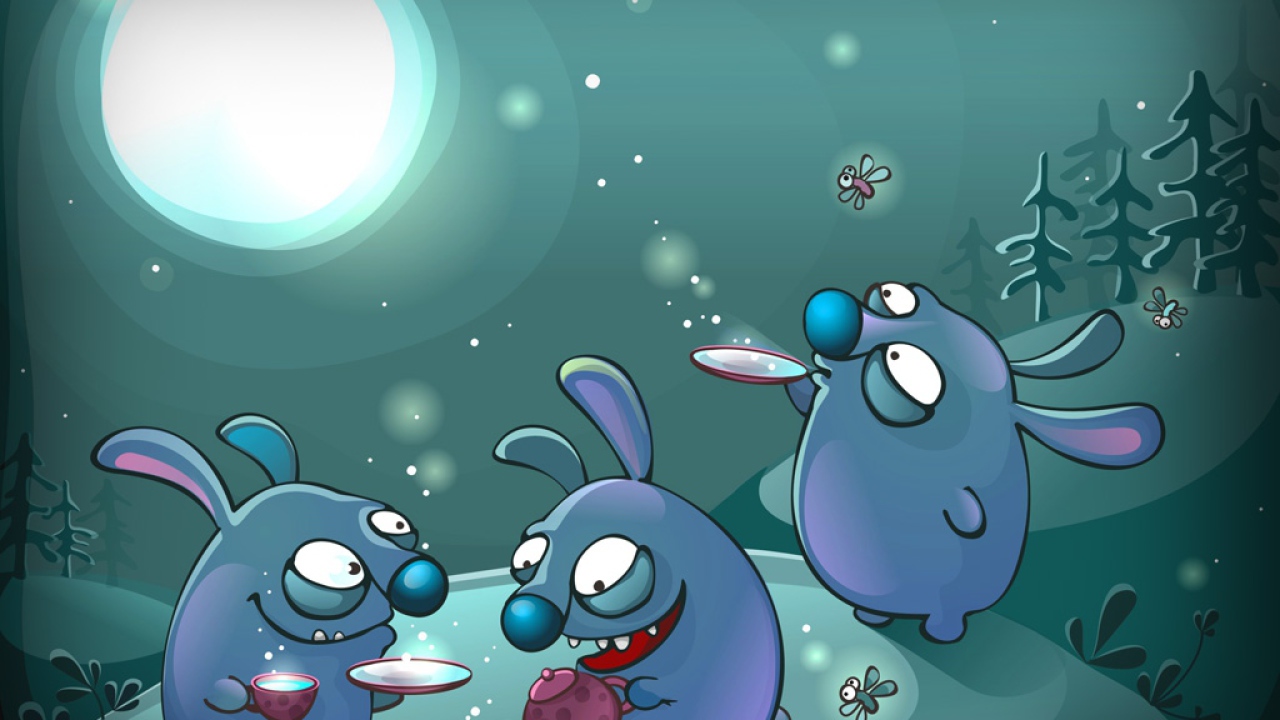 Зайцы пьют чай