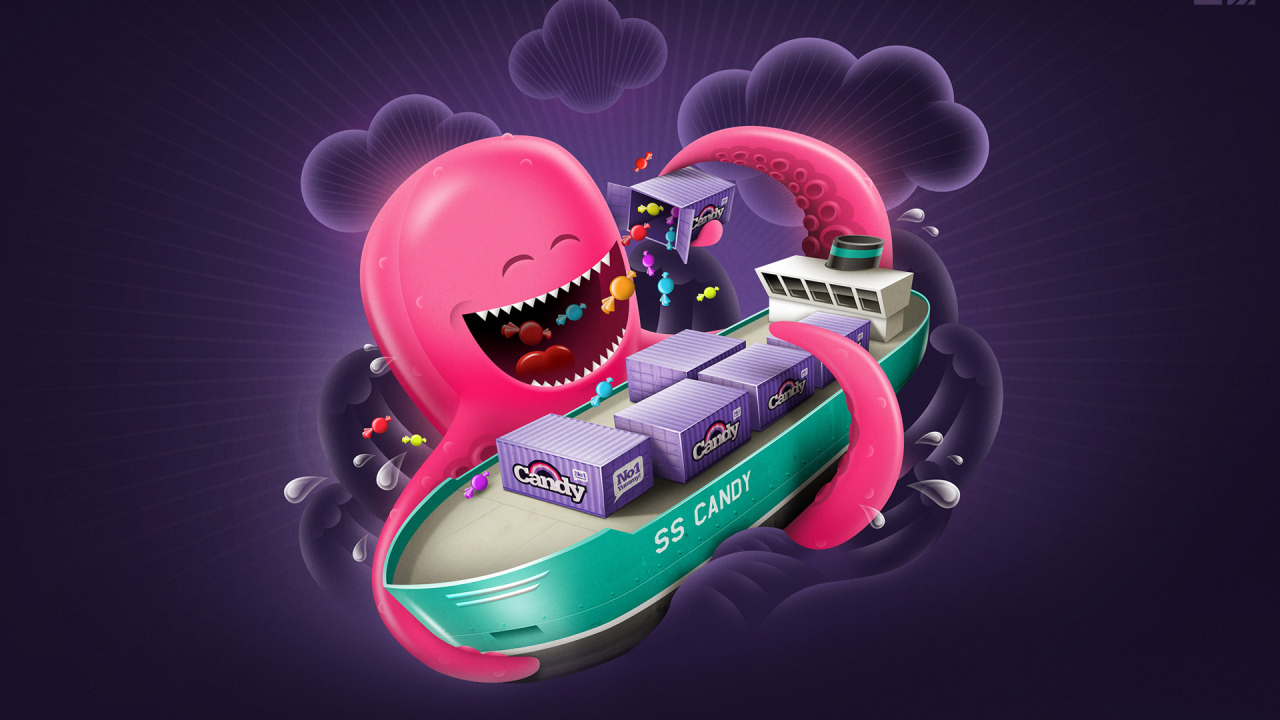 Осьминог с конфетами