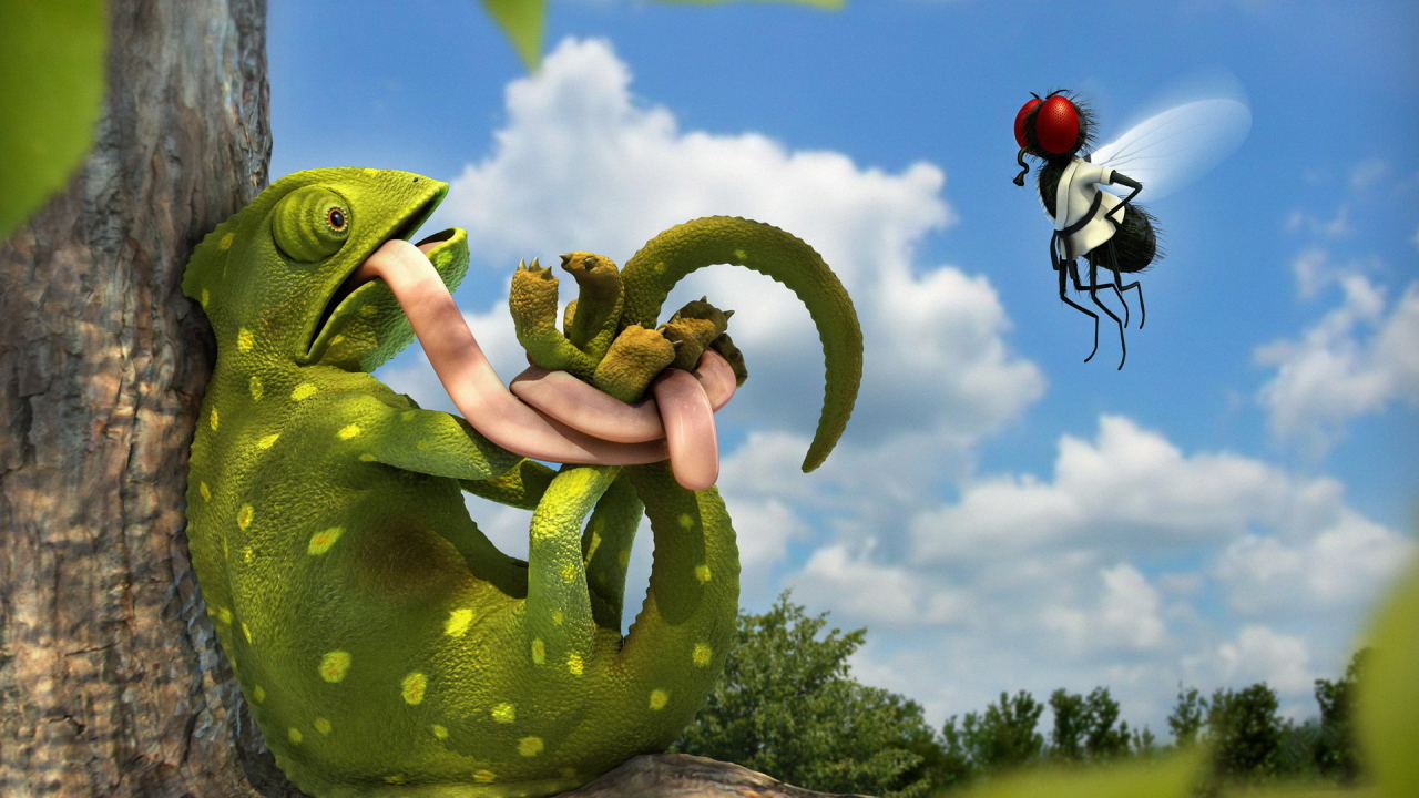 Хамелеон и муха