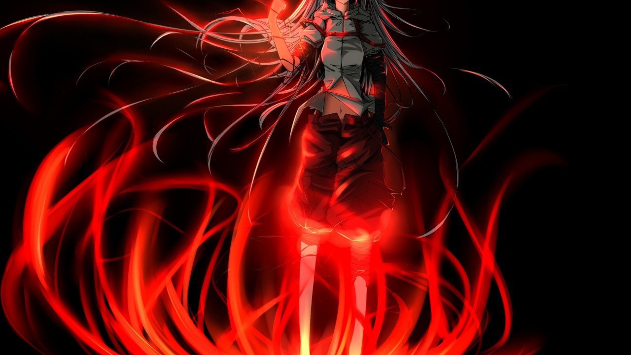 Anime girl in the flame