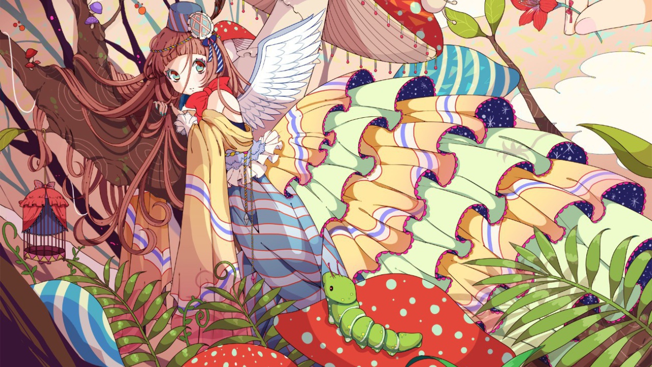 Аниме девочка в длинной юбке