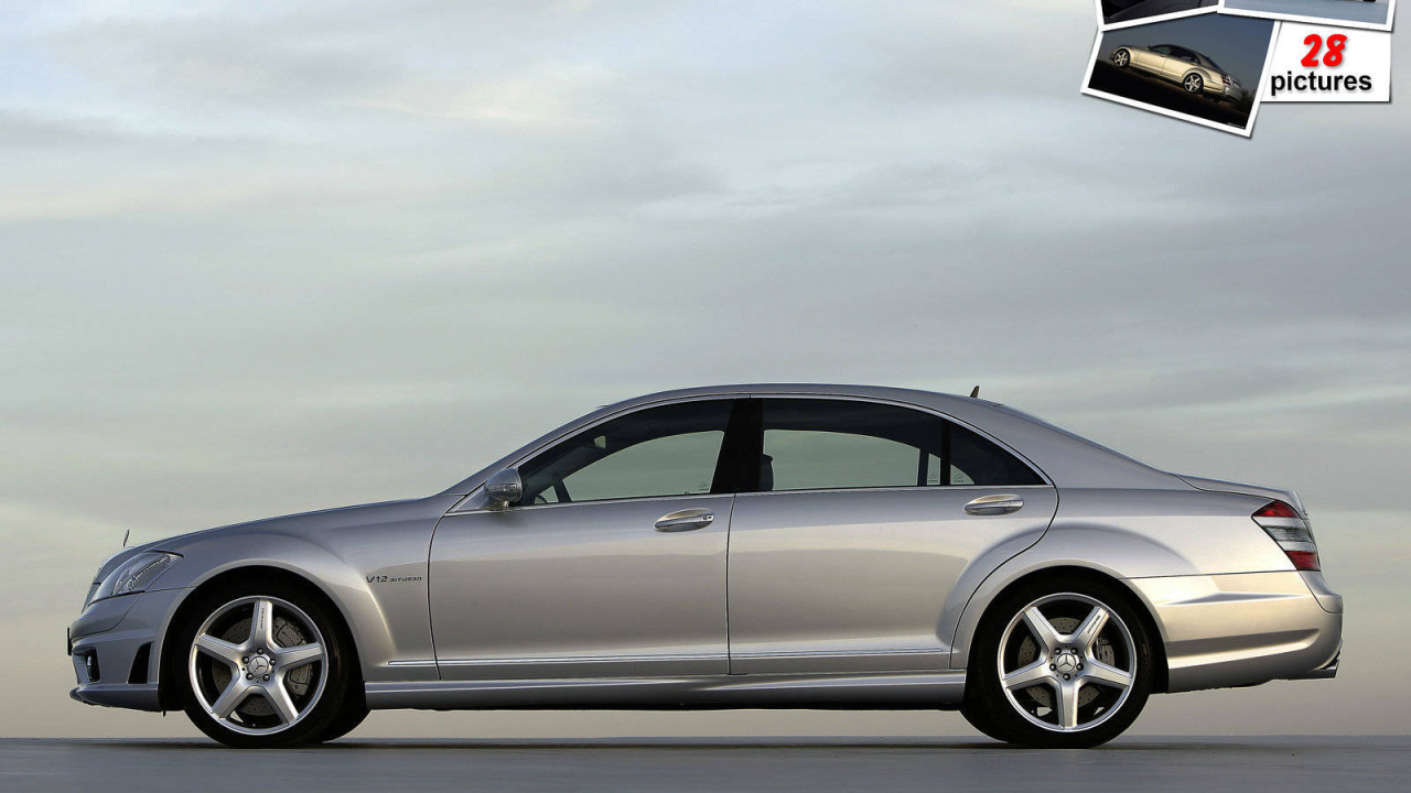 Серебряный Mercedes-Benz S65 AMG со стороны