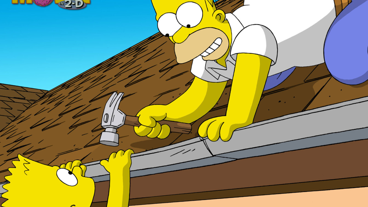The Simpsons homer playing with a hammer