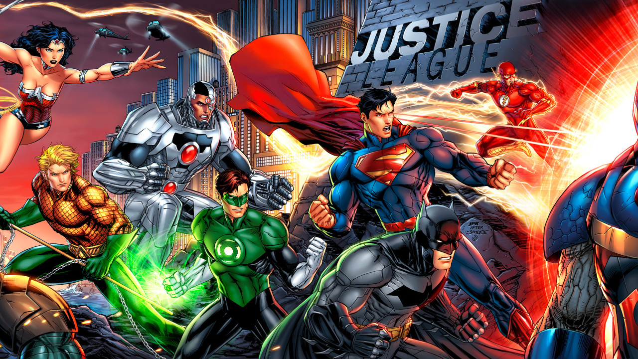 Герои Лиги Справедливости в середине боя