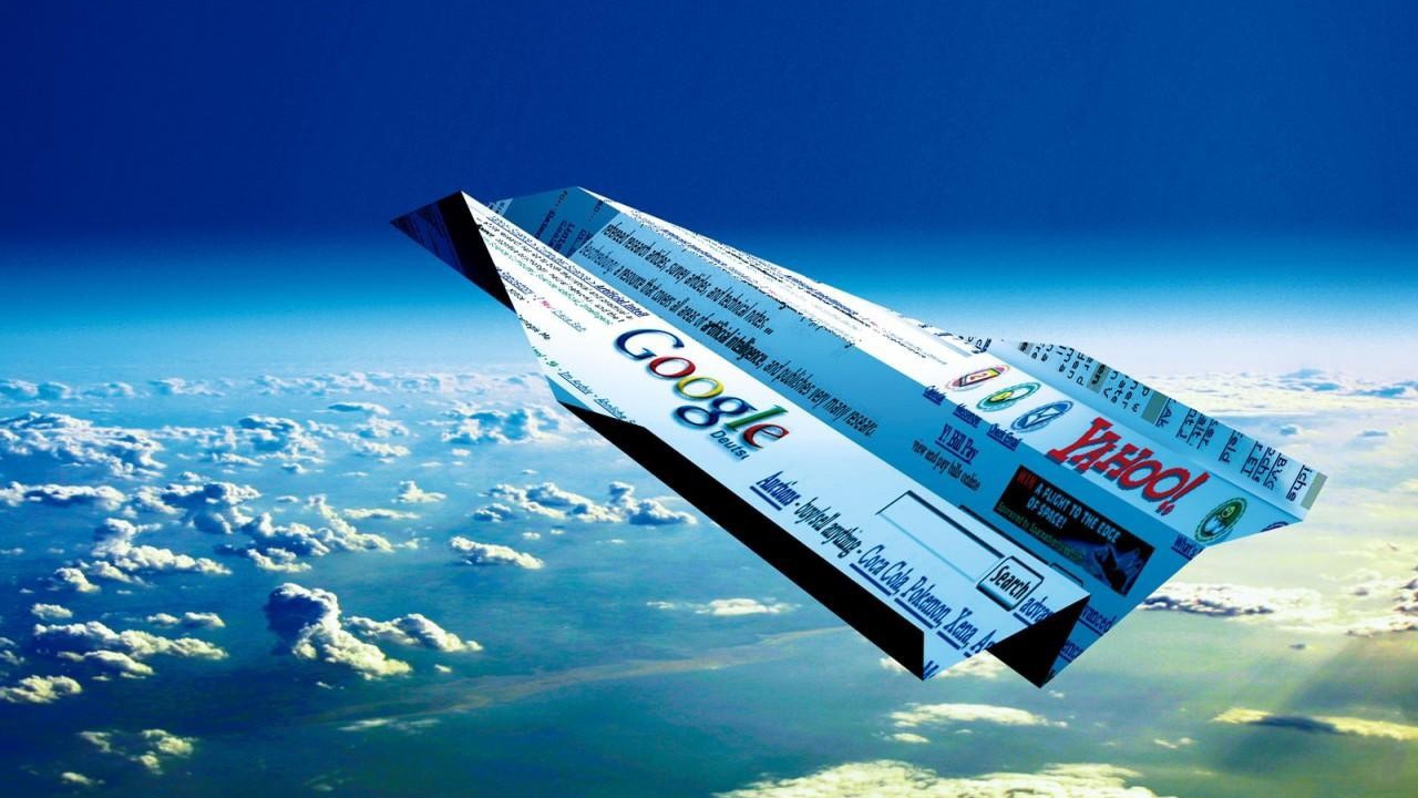 Paper airplane with Google
