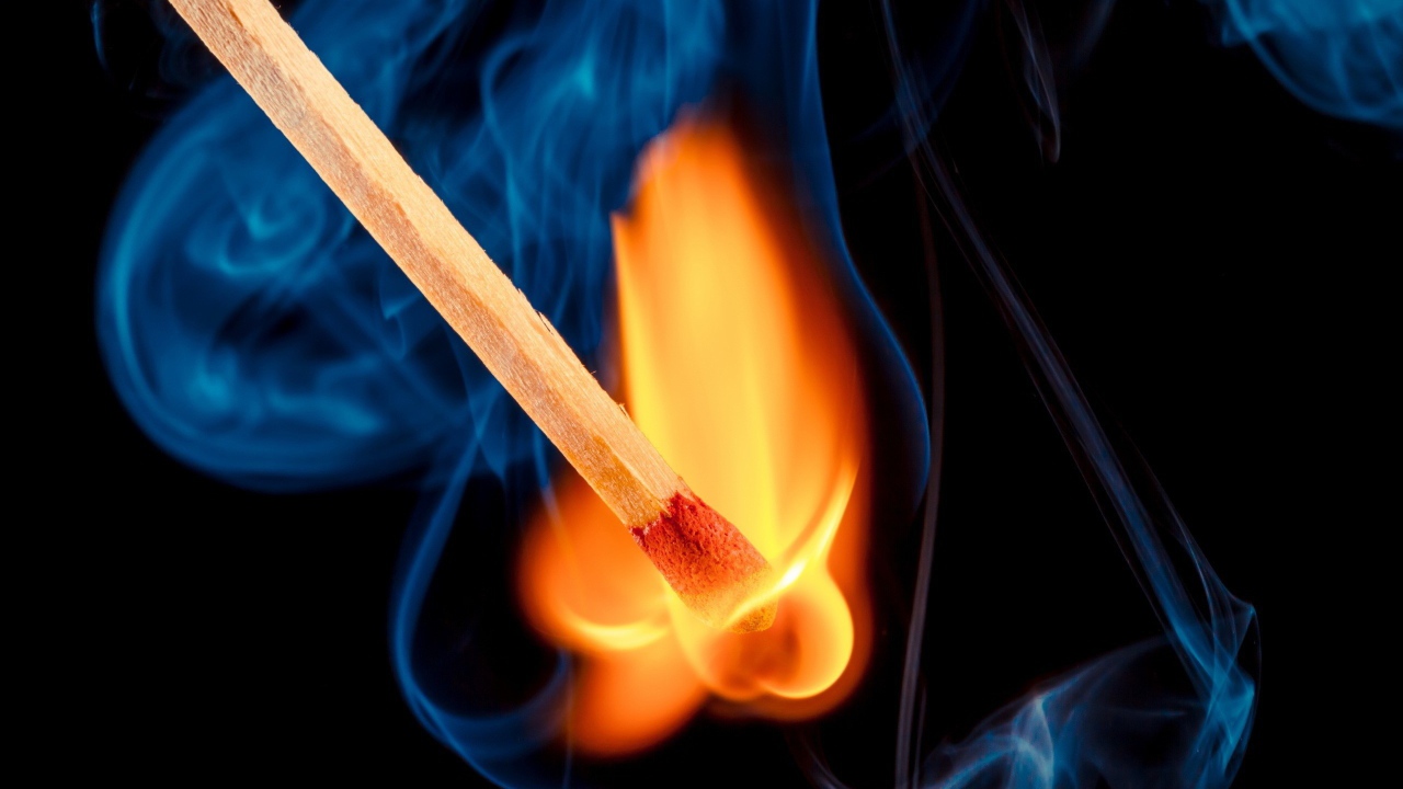 The flame of a match