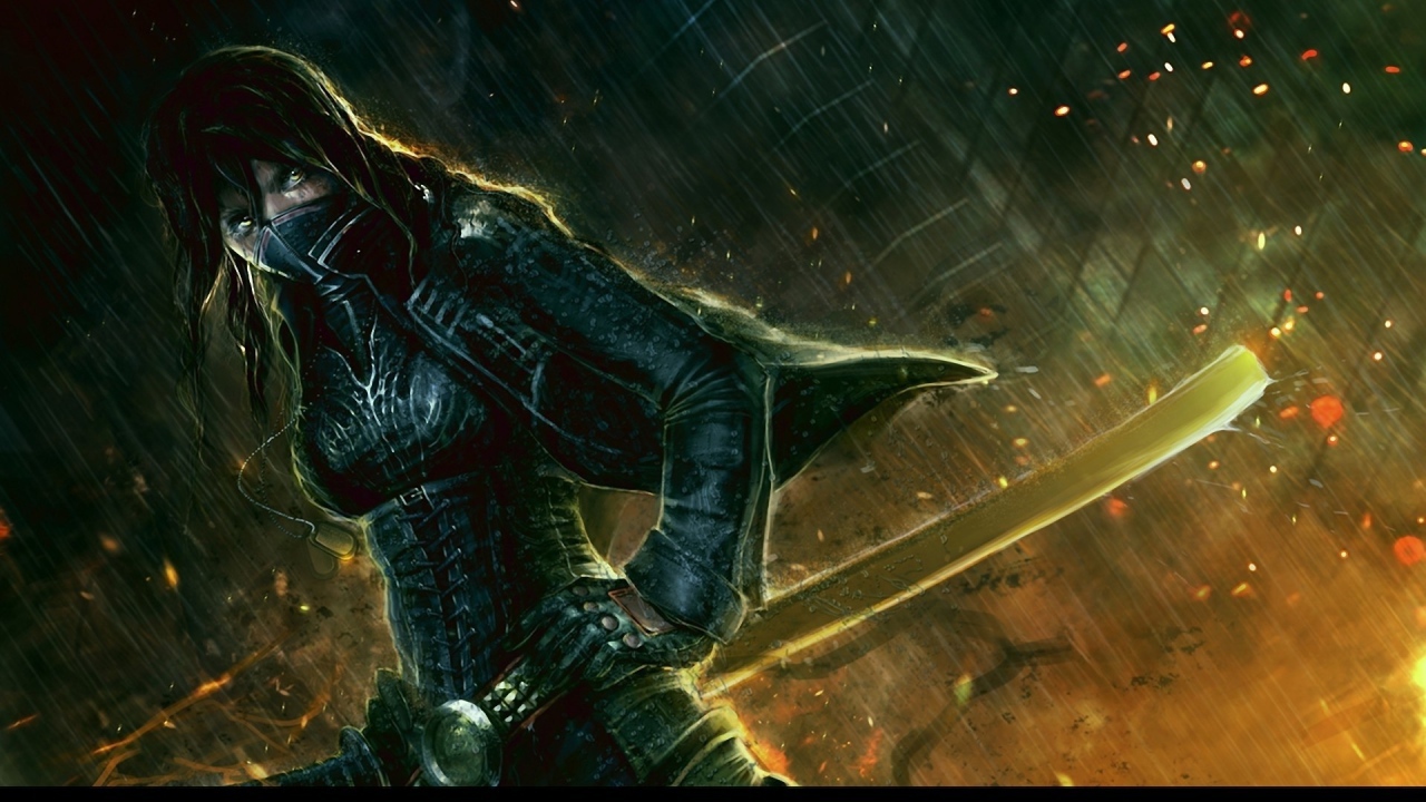 Рисунок девушка с мечем