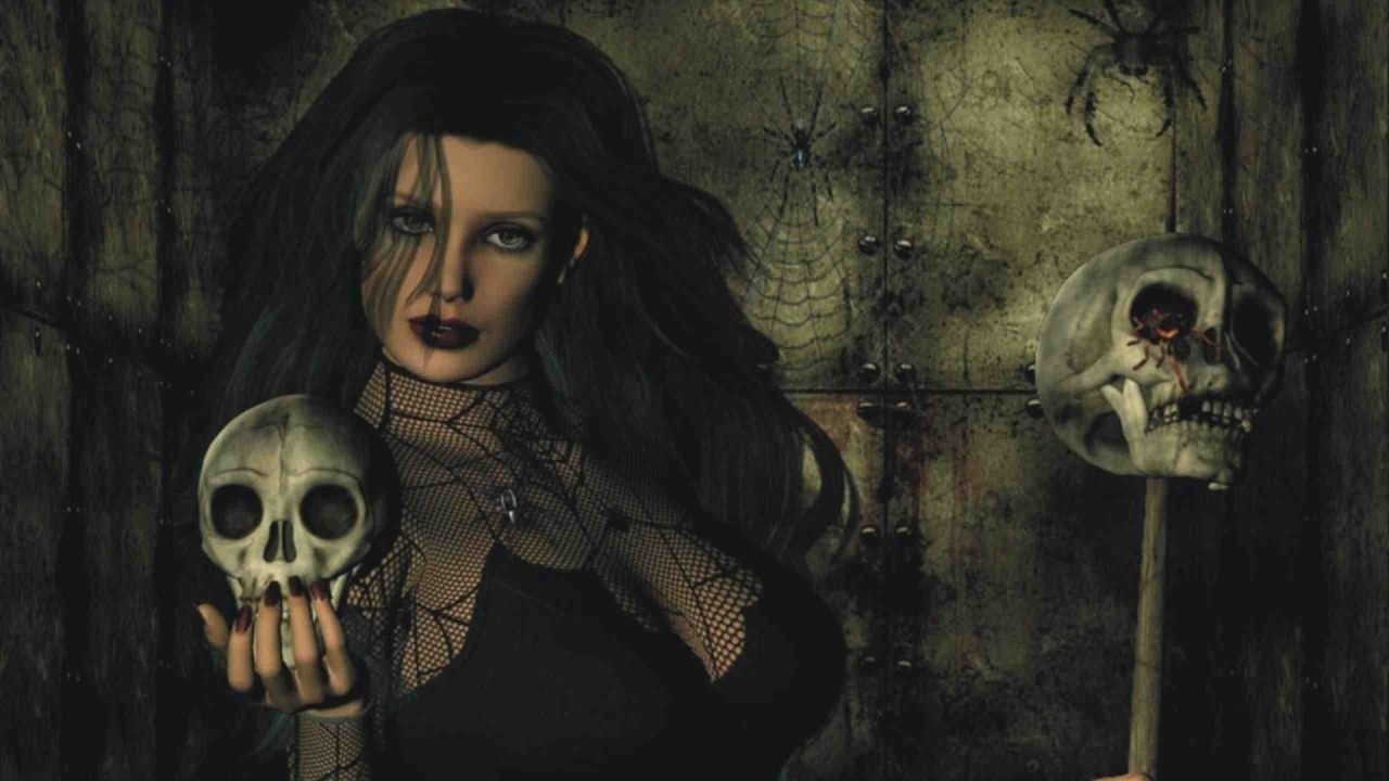 Девушка с черепом