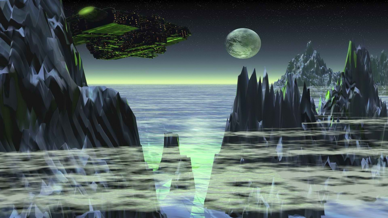 Космический корабль над планетой