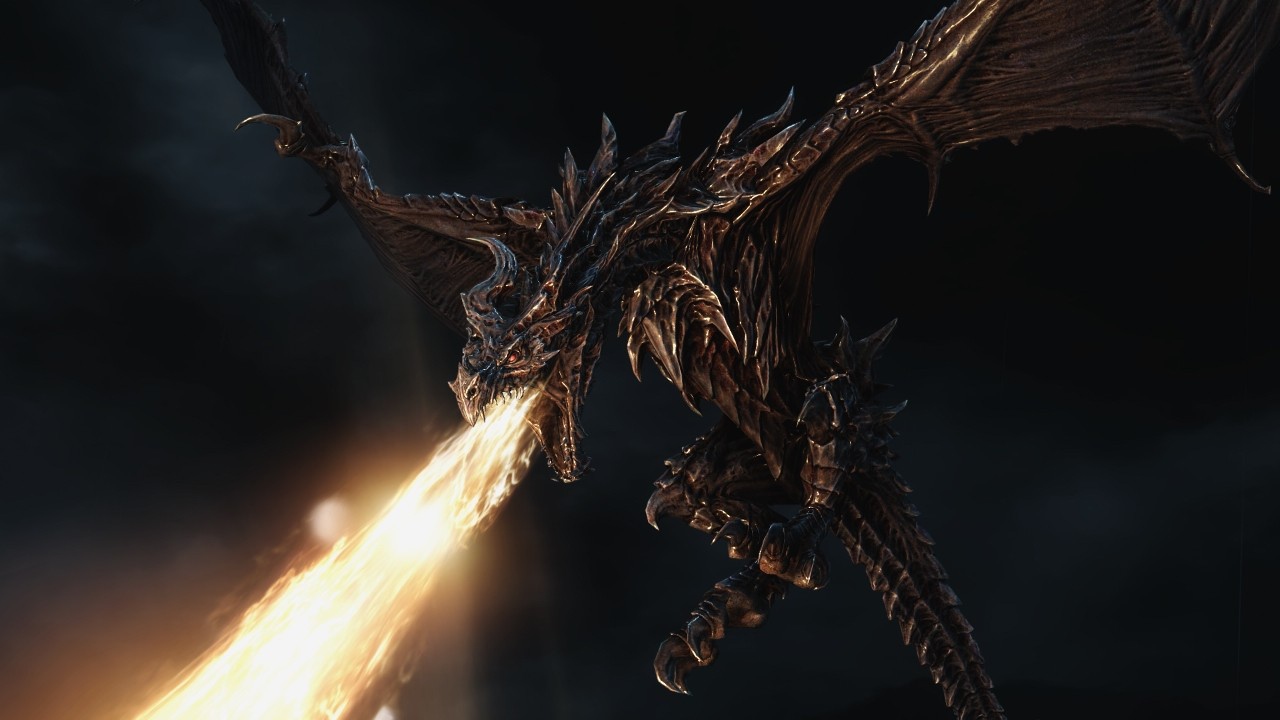 Дракон извергает огонь