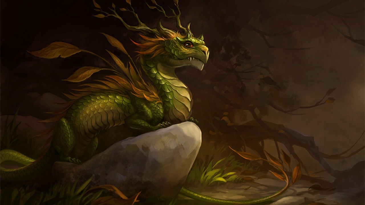 Дракон с листьями