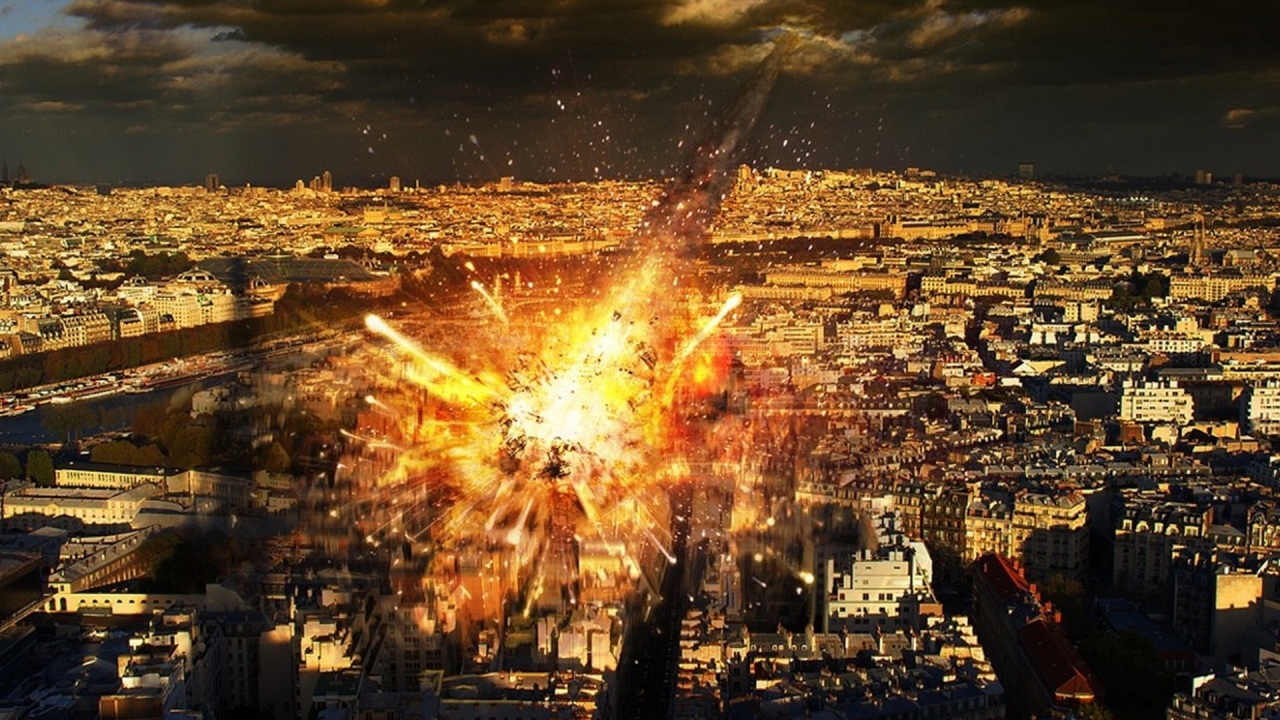 Падение метеорита на город