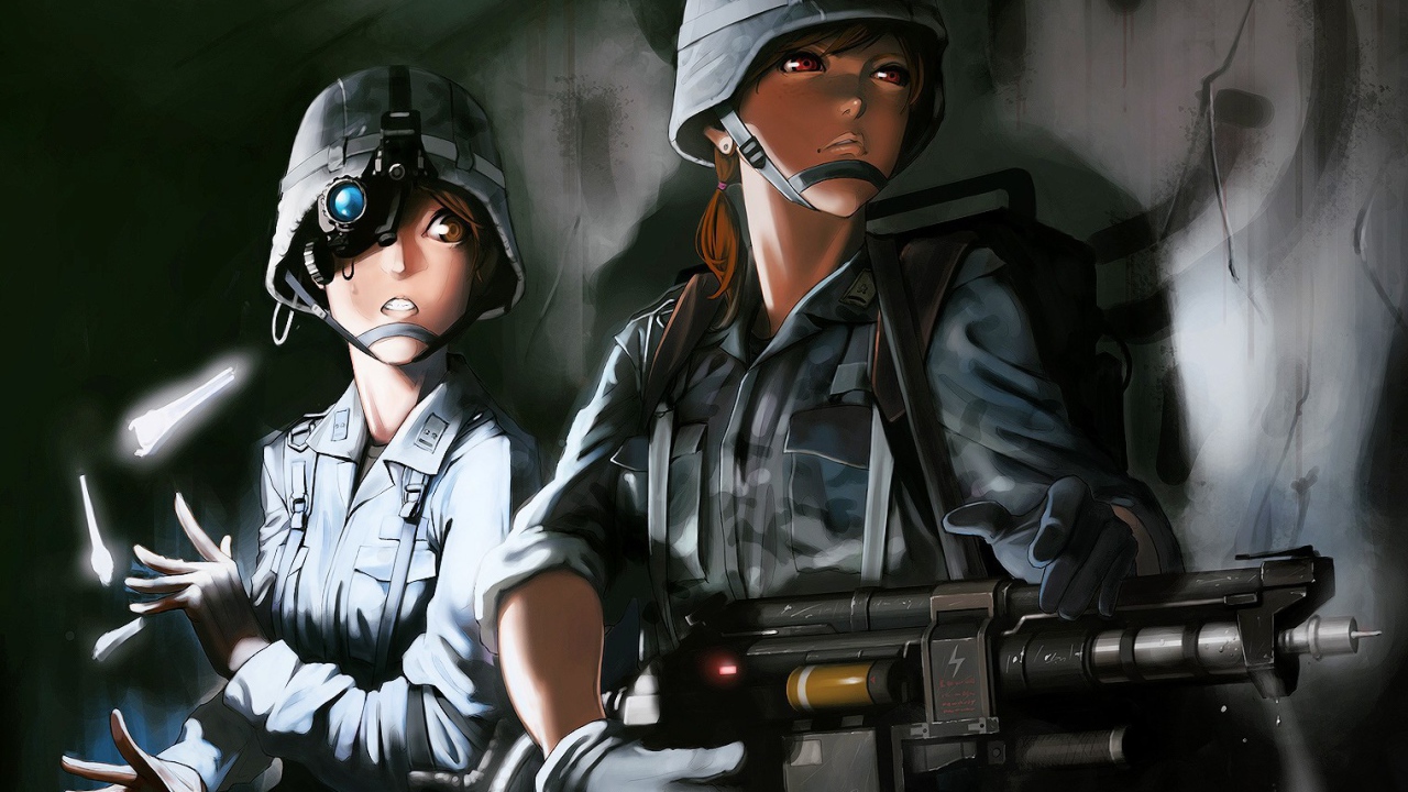 Брюнетки с оружием в перчатках