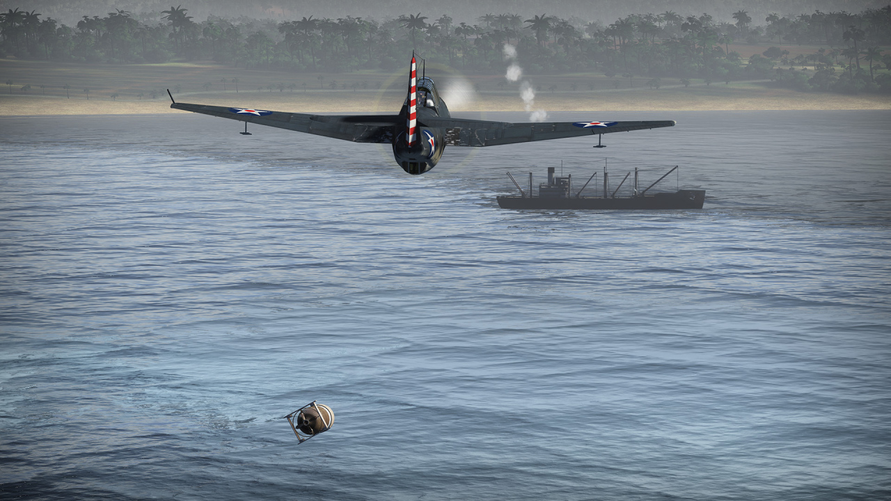 War Thunder самолет направляется к судну